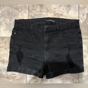 KanCan Black Distressed Women Shorts